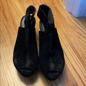 Chocolate Blu Black Suede Wedges